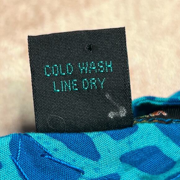 Vintage Y2K Tropical Tantrum Floral Leaf Print Beaded Sequin Mini Dress Blue - Picture 10 of 12